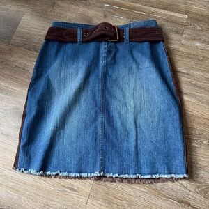 Route 66 Denim and Brown Pencil‎ Skirt Women’s Size 10 Stretch Belted